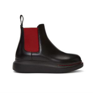 Alexander McQueen Black & Red Hybrid Chelsea Boots