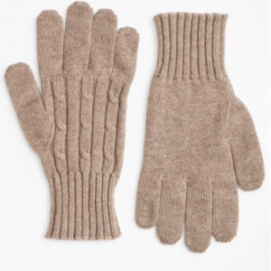 Brooks Brothers Cashmere Cable Gloves in Beige