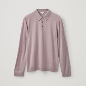 Cos Long-Sleeved Merino Polo in Light Pink