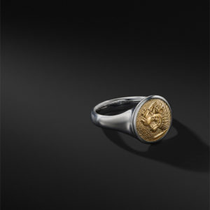 David Yurman Petrvs Lion Signet Pinky Ring with 18K Gold