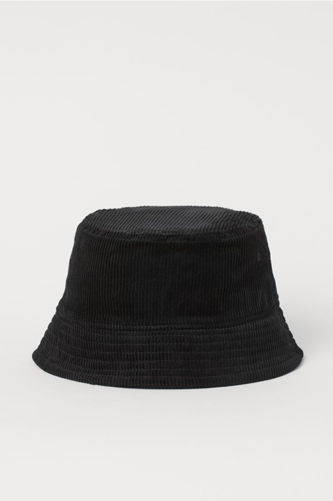 H&M Corduroy Bucket Hat in Black