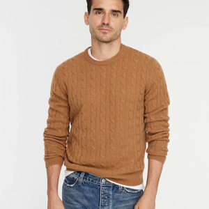 J.Crew Cashmere Cable-Knit Sweater in Burnished Timber