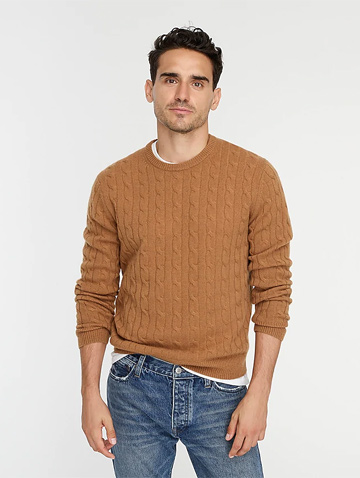 J.Crew Cashmere Cable-Knit Sweater in Burnished Timber - Leo Edit