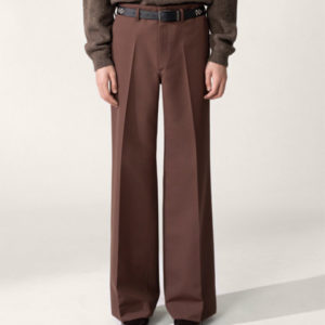 Lemaire Wide Leg Pants in Poly Wool in Russet Brown