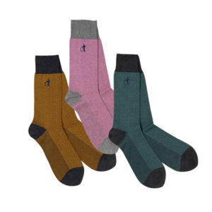 London Sock Co. Bond St. Herringbone Bright 3-Pair Collection