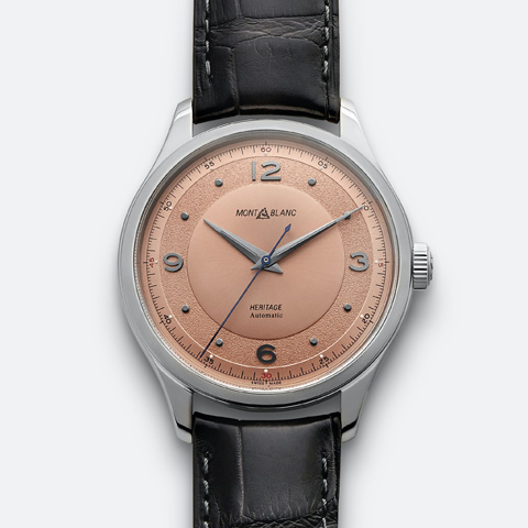 Montblanc Heritage GMT Automatic 40mm Stainless Steel and Alligator Watch in Salmon