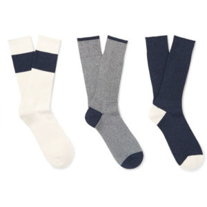 Mr. Porter Three-Pack Cotton-Blend Socks in Storm Blue