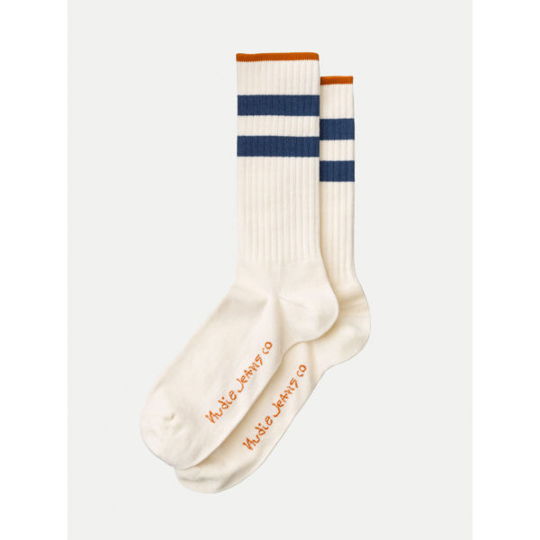 Nudie Jeans Co. Amundsson Sport Socks in White/Navy