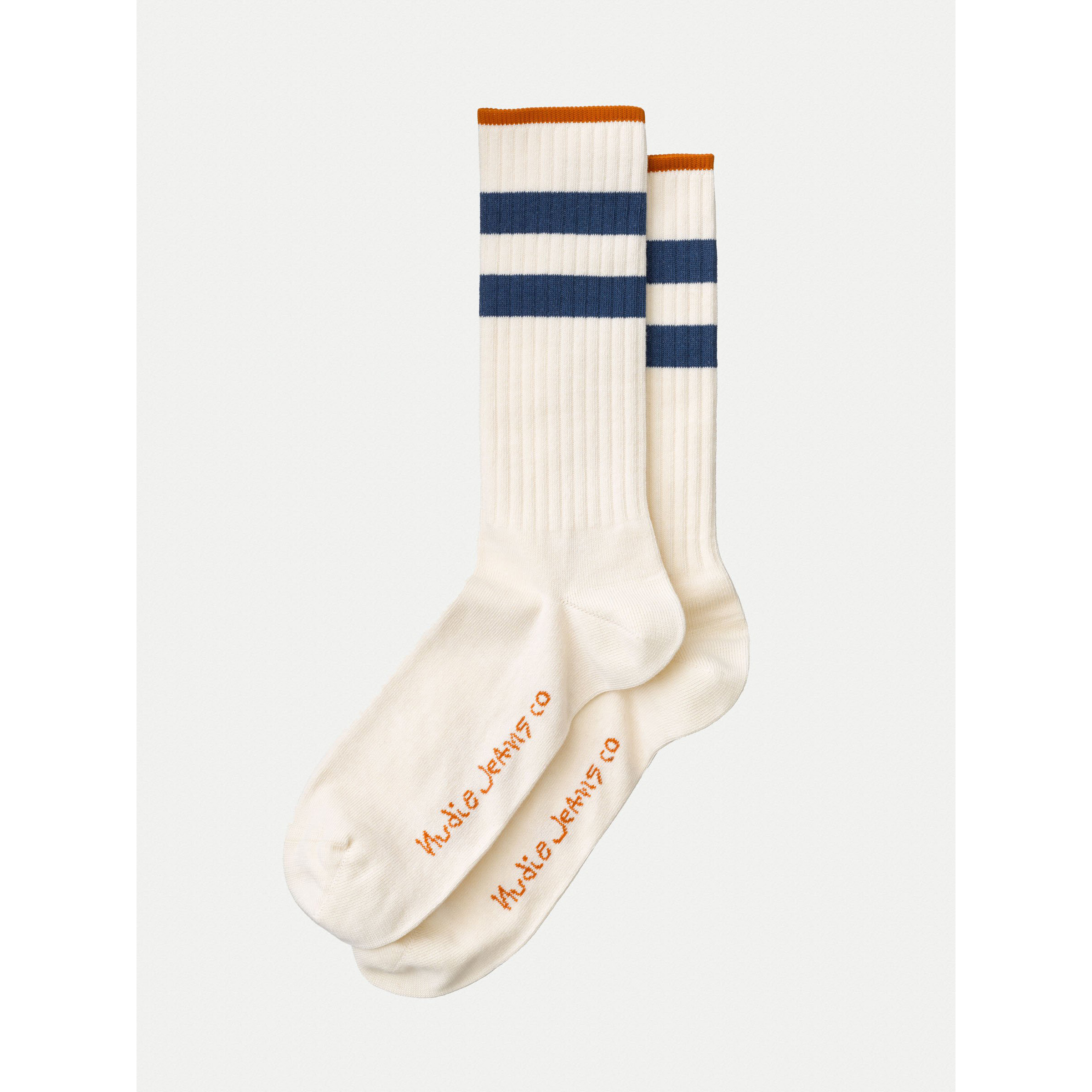 Nudie Jeans Co. Amundsson Sport Socks in White/Navy - Leo Edit