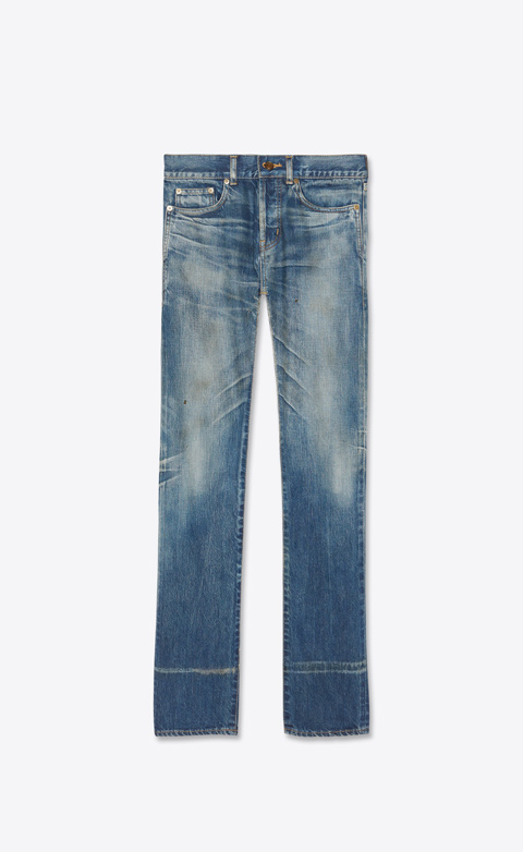 Saint Laurent Straight Cut Jeans in Dirty Winter Blue Denim