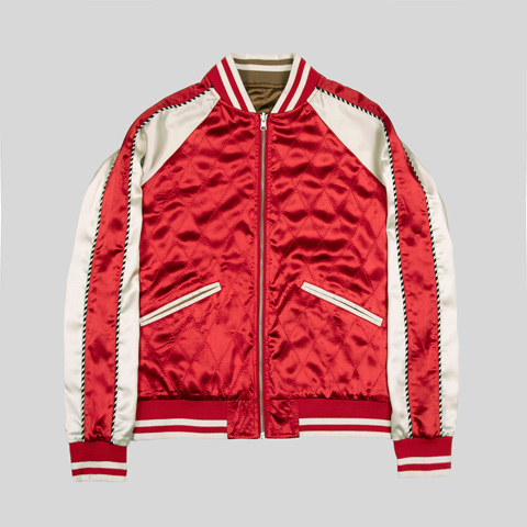 Straight to Hell Reversible Red and Brown Satin Jacket