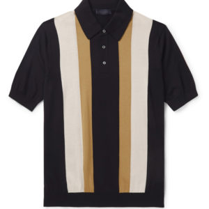 Thom Sweeney Striped Cotton Polo Shirt