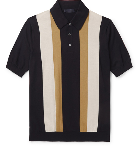 Thom Sweeney Striped Cotton Polo Shirt