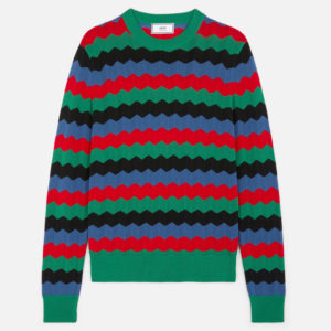 AMI Paris Multi Colored Plaid Striped Sweater