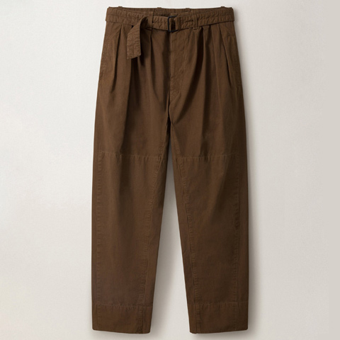 Lemaire 4 Pleat Pants Heavy Cotton Ventile in Dark Brown