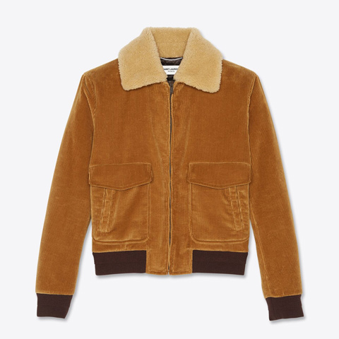 Saint Laurent Quilted Bomber Jacket in Corduroy and Shearling