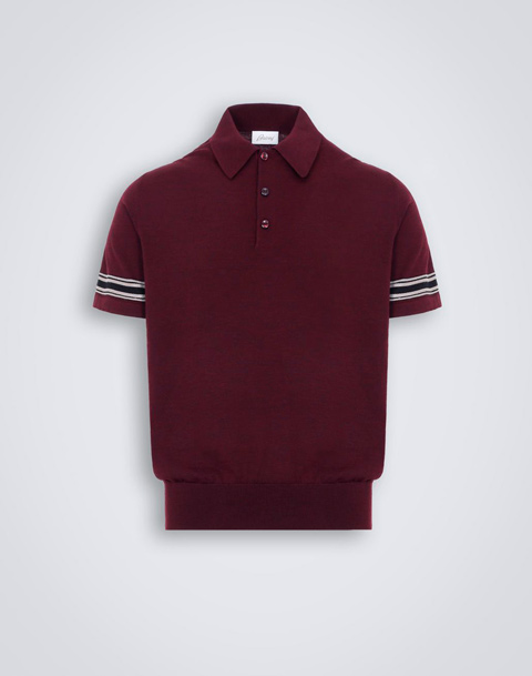 Brioni Red & Beige Regimental Polo Shirt