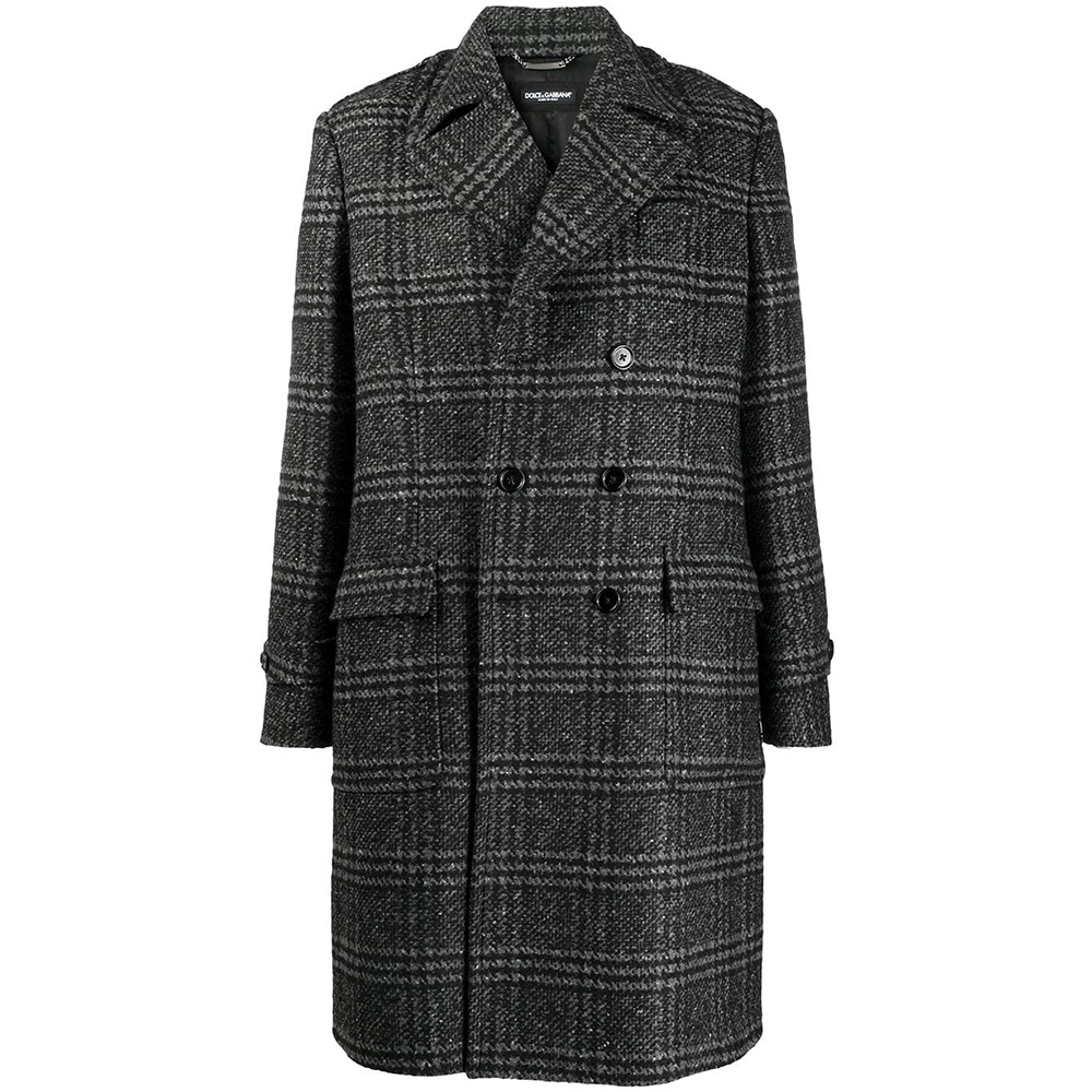 Dolce & Gabbana Dhecked Double-Breasted Coat - Leo Edit