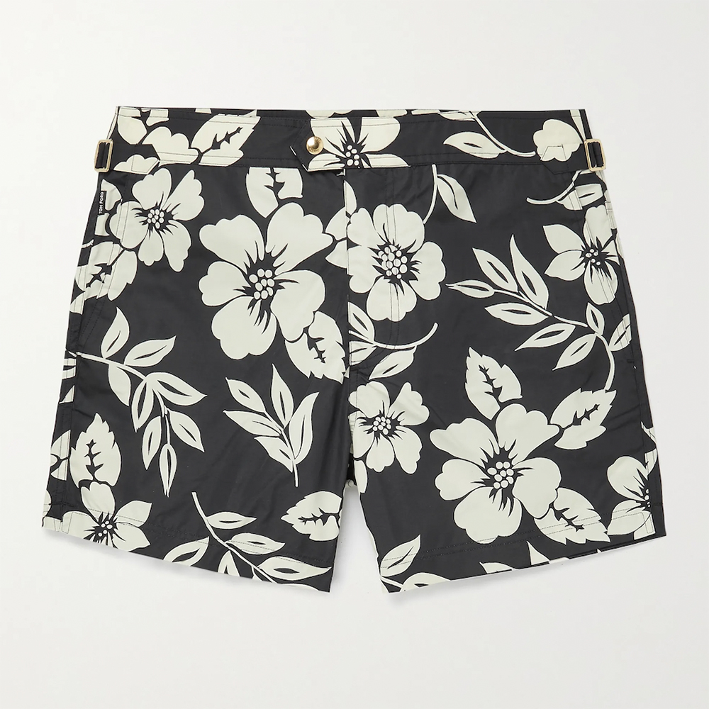 tom ford floral-print swim shorts on leo edit