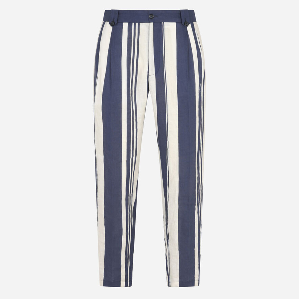 dolce & gabbana striped-print linen pants on leo edit