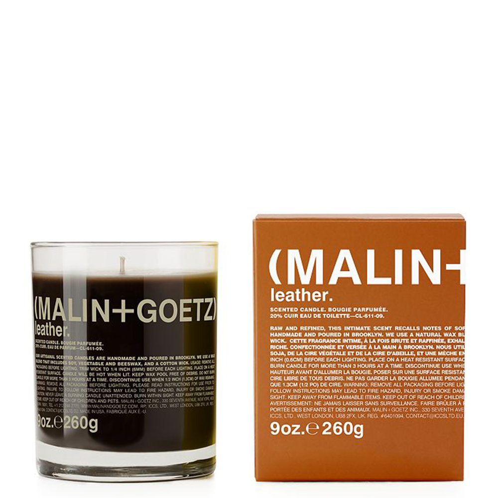 malin + goetz leather candle on leo edit