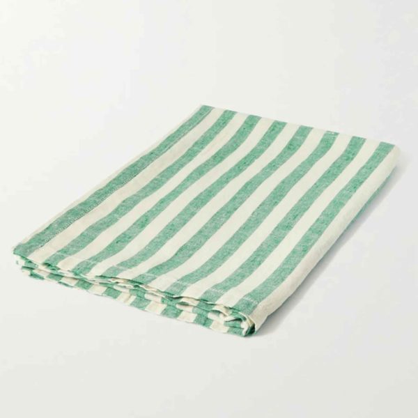 Frescobol Carioca Green Medium Striped Linen Towel