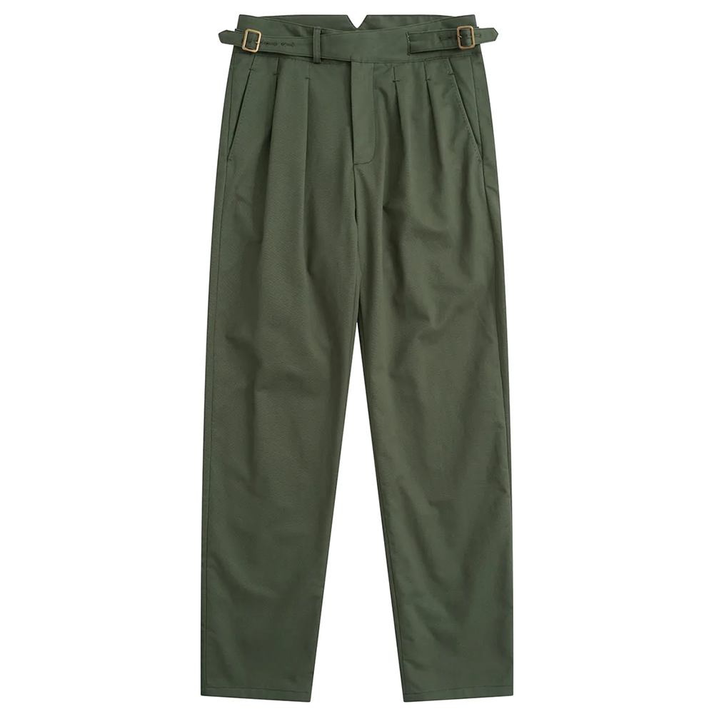Craftsman Co. Olive Green Cotton Gurkha Trousers - Leo Edit